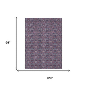 8x10 Floral Polyester Area Rug Washable Stain Resistant Indoor Outdoor Plum Gray