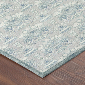 8 Foot Round Floral Polyester Area Rug for Indoor Outdoor Stain Resistant Decor