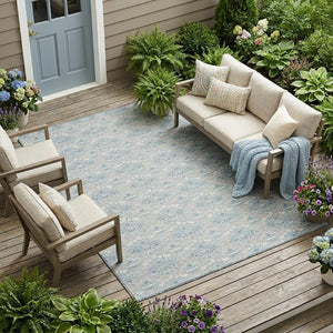 8 Ft X 10 Ft Floral Polyester Area Rug Stain Resistant for Patio or Living Room