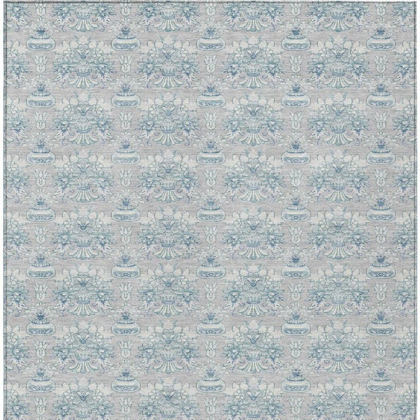 8 Ft X 10 Ft Floral Polyester Area Rug Stain Resistant for Patio or Living Room