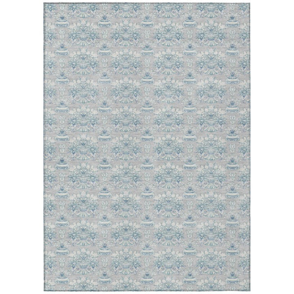 HomeRoots 9 X 12 Floral Polyester Area Rug Stain Resistant Washable for Indoor Outdoor Use 736424