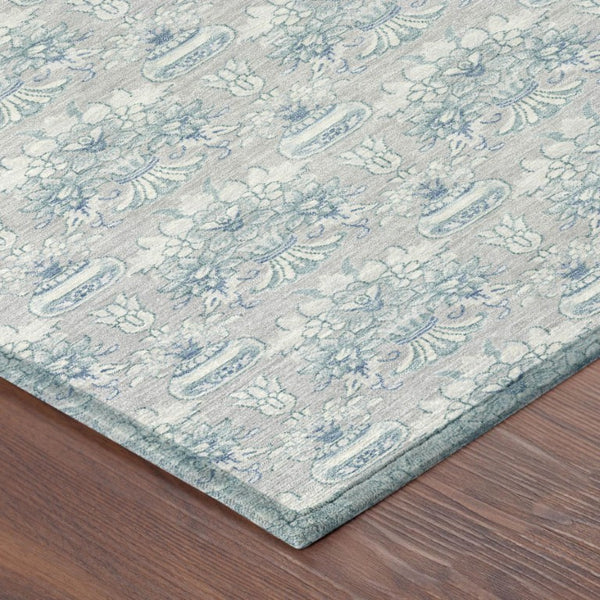 9 X 12 Floral Polyester Area Rug Stain Resistant Washable for Indoor Outdoor Use