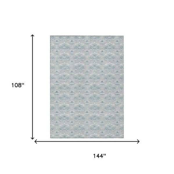 9 X 12 Floral Polyester Area Rug Stain Resistant Washable for Indoor Outdoor Use