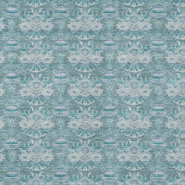 8x10 Floral Polyester Area Rug Teal Green Washable Stain Resistant Indoor Outdoor