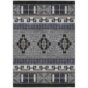 HomeRoots 5x8 Tribal Polyester Area Rug Washable Stain Resistant Indoor Outdoor Patio Decor 736433