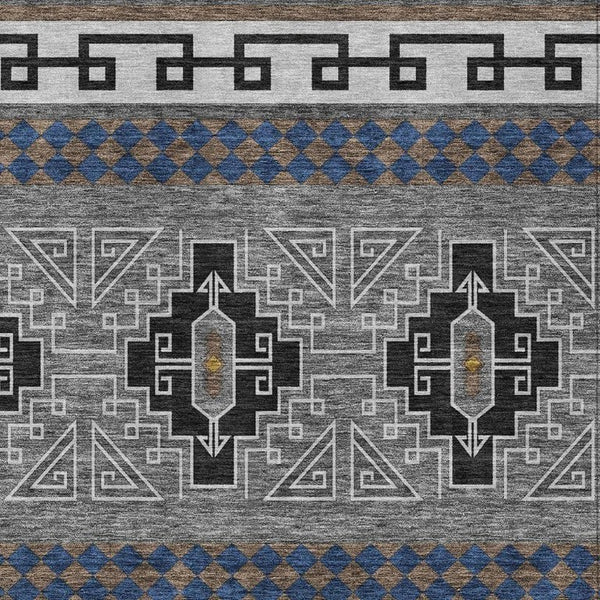 5x8 Tribal Polyester Area Rug Washable Stain Resistant Indoor Outdoor Patio Decor