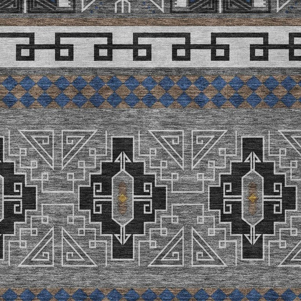 9x12 Tribal Polyester Area Rug Washable Stain Resistant for Indoor Outdoor Use