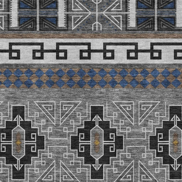 9x12 Tribal Polyester Area Rug Washable Stain Resistant for Indoor Outdoor Use