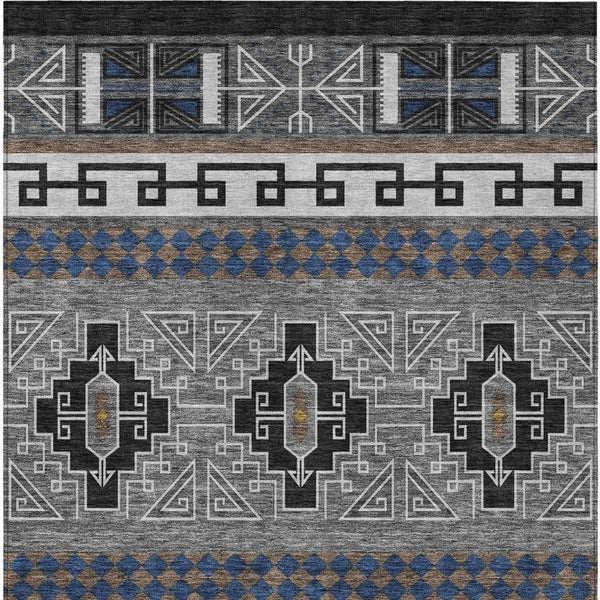 9x12 Tribal Polyester Area Rug Washable Stain Resistant for Indoor Outdoor Use