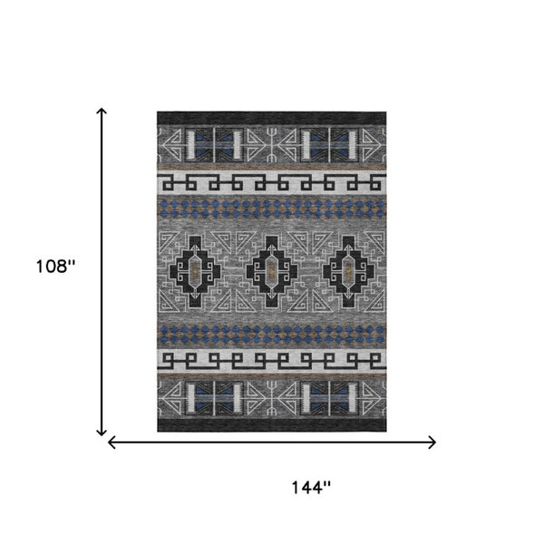 9x12 Tribal Polyester Area Rug Washable Stain Resistant for Indoor Outdoor Use