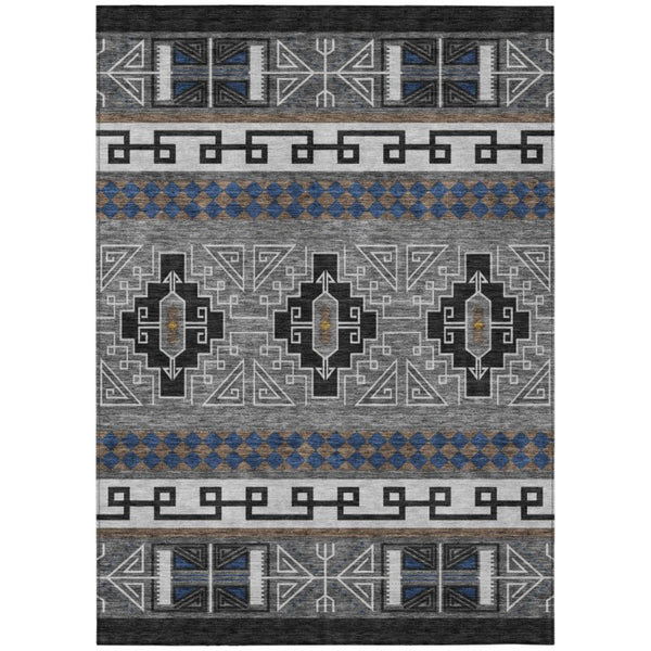 HomeRoots 10 X 14 Tribal Pattern Polyester Area Rug Stain Resistant Indoor Outdoor Use 736437