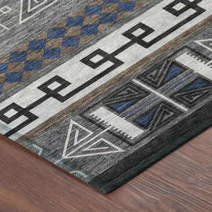 10 X 14 Tribal Pattern Polyester Area Rug Stain Resistant Indoor Outdoor Use