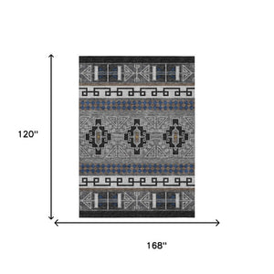 10 X 14 Tribal Pattern Polyester Area Rug Stain Resistant Indoor Outdoor Use