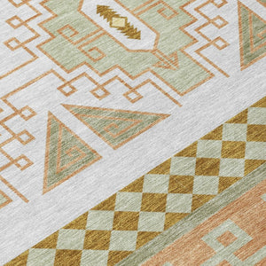 8 Ft Round Tribal Geometric Rug Washable Polyester for Indoor Outdoor Spaces