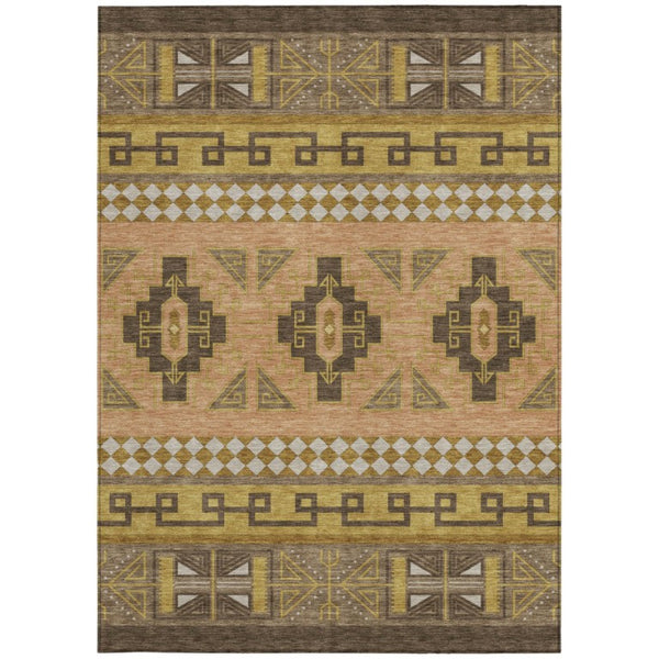 9 X 12 Tribal Polyester Area Rug Stain Resistant for Indoor Outdoor Living
