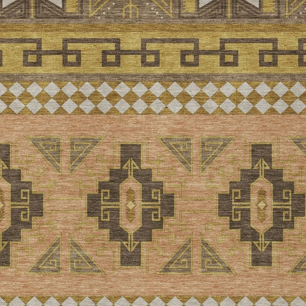 9 X 12 Tribal Polyester Area Rug Stain Resistant for Indoor Outdoor Living