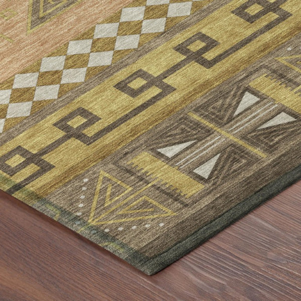 9 X 12 Tribal Polyester Area Rug Stain Resistant for Indoor Outdoor Living