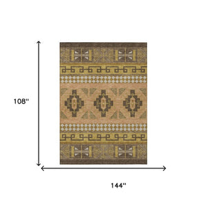 9 X 12 Tribal Polyester Area Rug Stain Resistant for Indoor Outdoor Living
