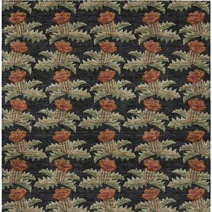 5 X 8 Floral Polyester Area Rug Washable Stain Resistant Indoor Outdoor Living
