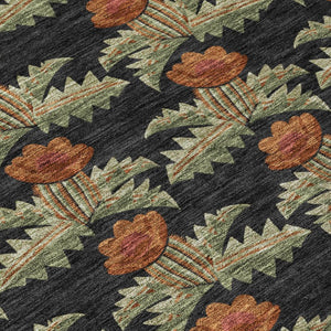 5 X 8 Floral Polyester Area Rug Washable Stain Resistant Indoor Outdoor Living