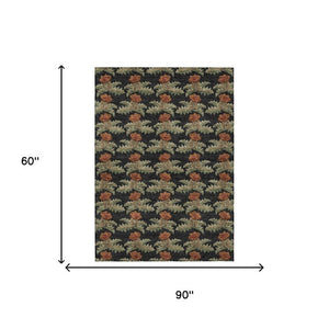 5 X 8 Floral Polyester Area Rug Washable Stain Resistant Indoor Outdoor Living
