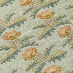 8 Ft Round Floral Polyester Area Rug Washable for Patio Porch Kitchen or Family Room
