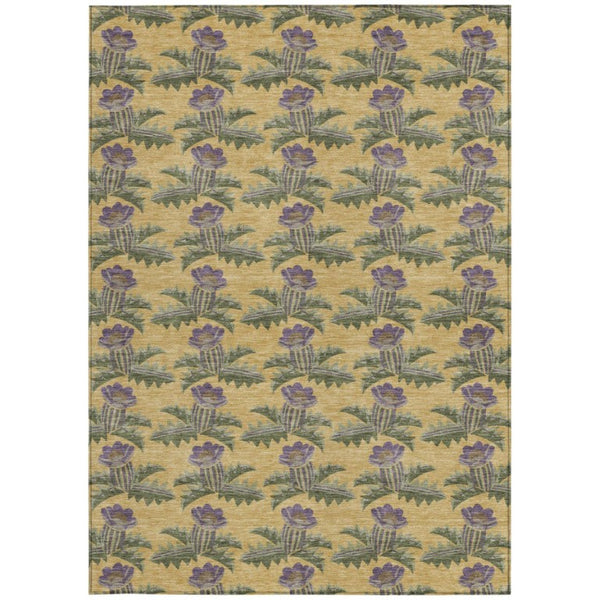 8x10 Floral Polyester Area Rug Washable Stain Resistant for Indoor Outdoor Use