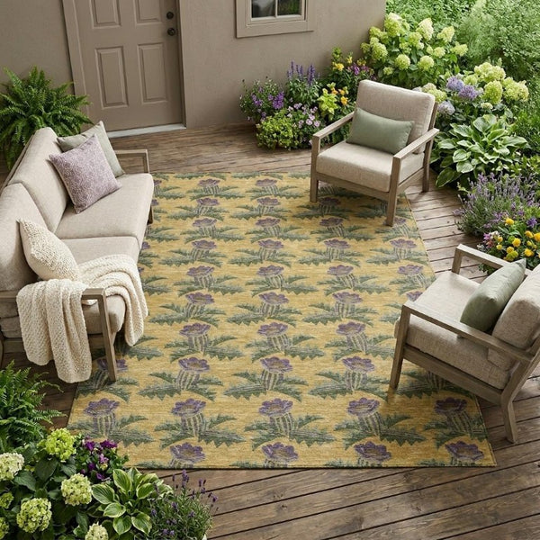 10 X 14 Floral Polyester Area Rug Stain Resistant Washable Indoor Outdoor Use