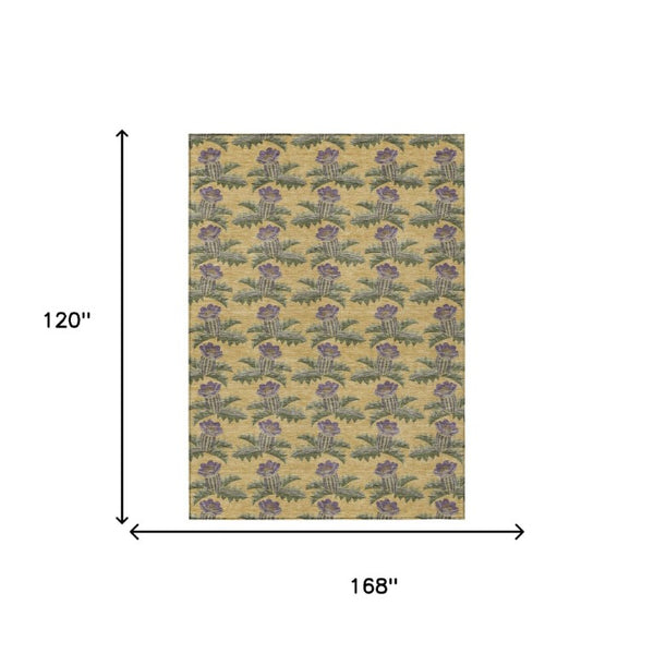 10 X 14 Floral Polyester Area Rug Stain Resistant Washable Indoor Outdoor Use