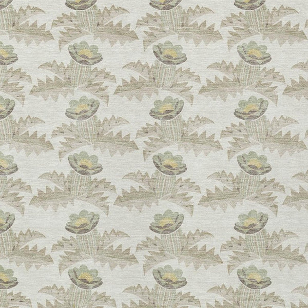 5x8 Ivory Brown Floral Polyester Area Rug Stain Resistant for Indoor Outdoor Use
