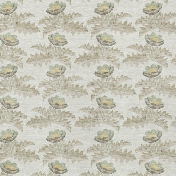 9 X 12 Ivory Brown Floral Polyester Area Rug Stain Resistant for Indoor Outdoor Use