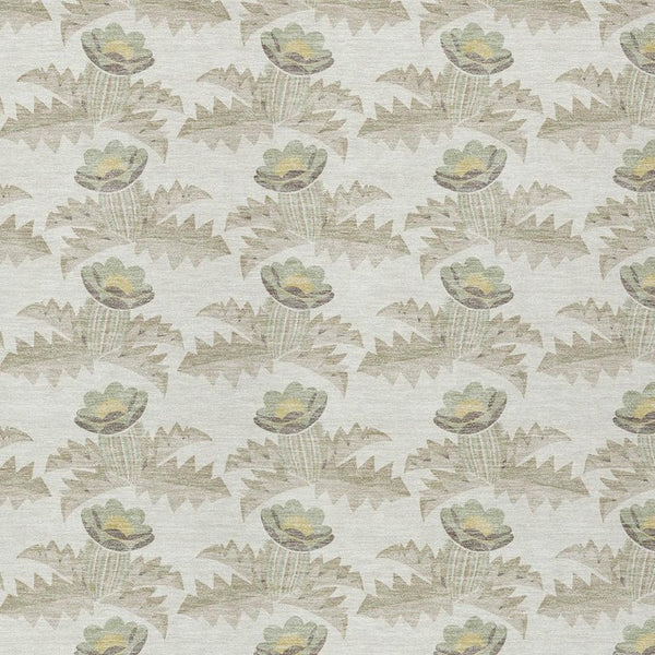 10 X 14 Floral Polyester Area Rug Washable Stain Resistant Indoor Outdoor Ivory