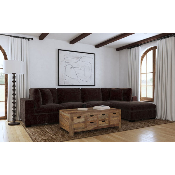 English Elm Murtagh Six Piece Modular Sectional Soft Fabric Lounge Sofa with Tapered Wooden Legs B062S01584