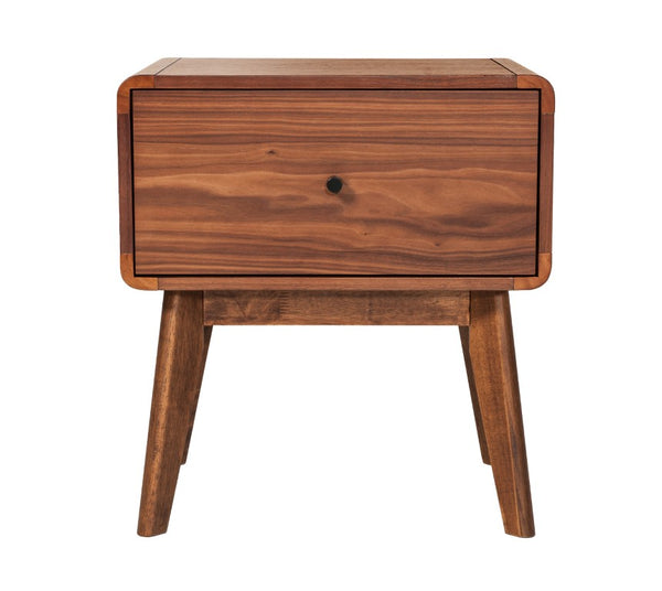 VIG Furniture Marshall Walnut Nightstand With Tapered Legs, Mid-Century Modern Drawer Storage, 110 Lb Top Capacity VGMABR-39-NS
