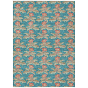 HomeRoots 9 X 12 Floral Polyester Area Rug Washable for Patio Porch Living Room or Mudroom 736502