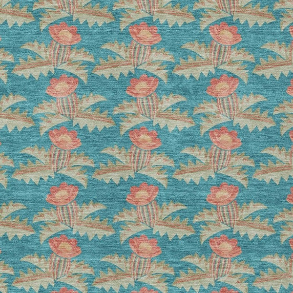 9 X 12 Floral Polyester Area Rug Washable for Patio Porch Living Room or Mudroom