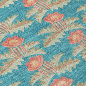 9 X 12 Floral Polyester Area Rug Washable for Patio Porch Living Room or Mudroom