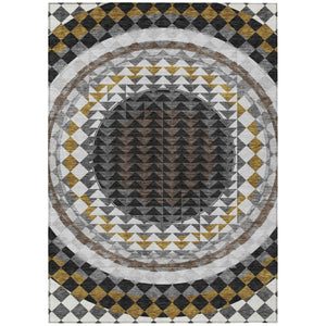 HomeRoots 8 Ft X 10 Ft Geometric Polyester Area Rug Washable Stain Resistant for Patio or Living Room 736507