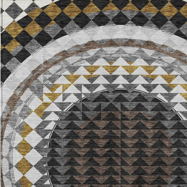 8 Ft X 10 Ft Geometric Polyester Area Rug Washable Stain Resistant for Patio or Living Room