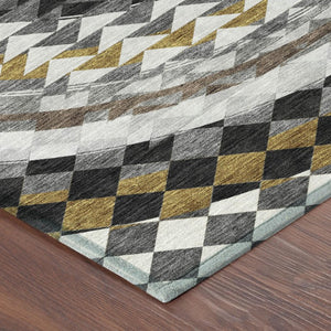8 Ft X 10 Ft Geometric Polyester Area Rug Washable Stain Resistant for Patio or Living Room