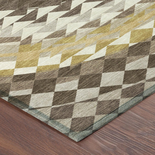 8 Foot Round Geometric Polyester Rug Washable Stain Resistant Indoor Outdoor Patio
