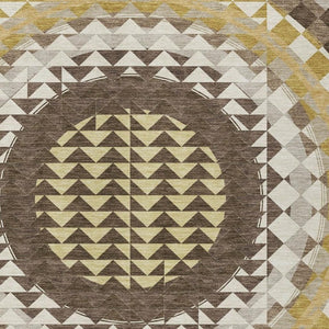 8x10 Chocolate Green Geometric Polyester Area Rug Washable for Indoor Outdoor Use