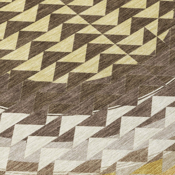 8x10 Chocolate Green Geometric Polyester Area Rug Washable for Indoor Outdoor Use