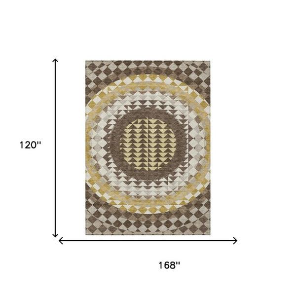 10 Ft X 14 Ft Geometric Polyester Area Rug Stain Resistant for Patio or Living Room
