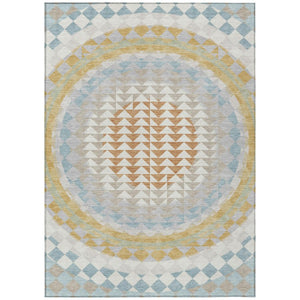 HomeRoots 8x10 Ivory Plum Geometric Polyester Area Rug Washable Stain Resistant Patio Porch 736525