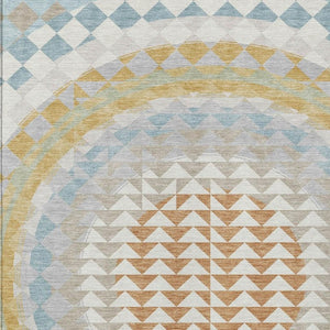 8x10 Ivory Plum Geometric Polyester Area Rug Washable Stain Resistant Patio Porch