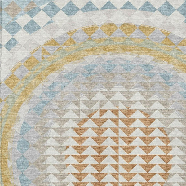 8x10 Ivory Plum Geometric Polyester Area Rug Washable Stain Resistant Patio Porch