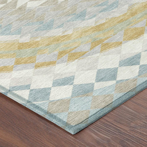 8x10 Ivory Plum Geometric Polyester Area Rug Washable Stain Resistant Patio Porch