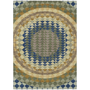 HomeRoots 5x8 Geometric Polyester Area Rug Stain Resistant Washable for Patio or Living Room 736529