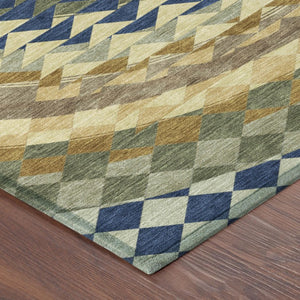 5x8 Geometric Polyester Area Rug Stain Resistant Washable for Patio or Living Room